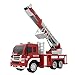 FUN LITTLE TOYS Fireman Toy Rescue Truck Friction Powered 1:16 Simulation Vehicle Light Sound, 6 Wheels a Extensible Ladder, Red White