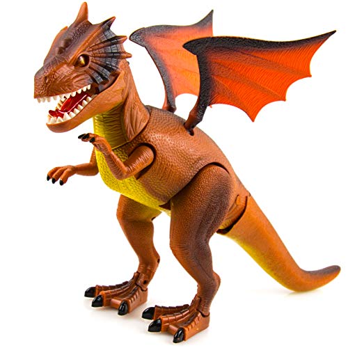 Toysery Remote Control Dinosaur Toy for Kids and Toddlers - Realistic Dinosaur Figures Toy with Flashing Lights and Dinosaur Sounds - Great Dinosaur Toy Gift Set (Battery Operated)