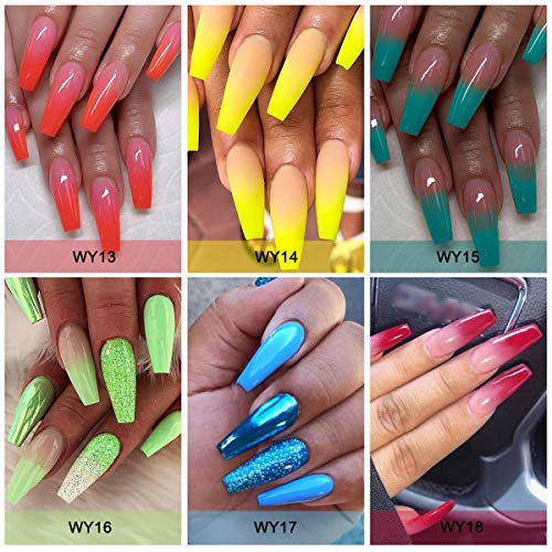Saviland Poly Gel Nail Kit - Color Changing Nail Polish 6 Colors Builder Gel Thermal Nail Polish Nail Extension Nail Enhancement for Gel Polish Starter and Professional Nail Technician Gift Set