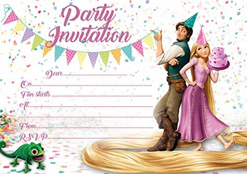 10 x Rapunzel Tangled Children Birthday Party Invitations by ABV Designs