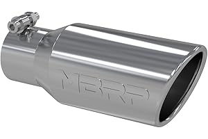 MBRP T5157 Polished Stainless Steel Universal Exhaust Tip, 2.75" Inlet 4" Outlet 10" Overall Length, Angled Rolled End