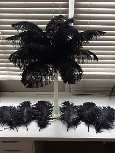 20 Deluxe Gorgeous 10-12" Long Black Ostrich Wing Plumes-By Six Star Sales--Black Feathers for Wedding Eiffel Tower