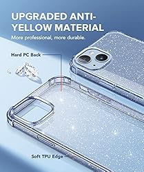 BERFY for iPhone 14 Case Glitter, with [Screen
