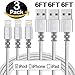 KOYCGD,Nylon Braided USB Cable (6FT) Fast Charging Cable Cord Compatible Phone Charger X 8/8 Plus/7/7 Plus/6/6s/6 plus/6s Plus/ 5s/5c, Pad, Pod and More (Silver)