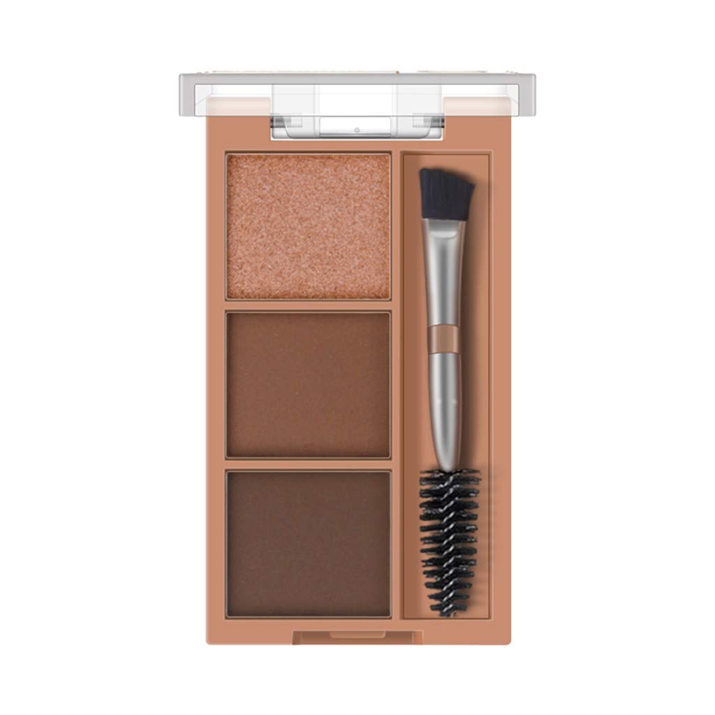 Tri-color Eyebrow Powder Palette, general3 Make Individual Character Eyebrow Makeup 3 Color Eyebrow Powder Combination, Eye Brow Palette Cosmetic Makeup Tool 4 Set (C)
