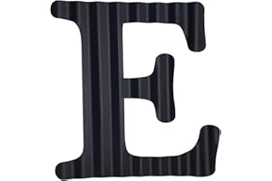 HKOMERE 13.7" Metal Letters for Wall Decor, Corrugated Black Large 3D Letters, Decorative Farmhouse Hanging Alphabet Signs for Home Bedroom Office Wedding Party (E)