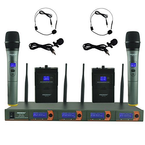 Freeboss FB-V04 2 Handheld 2 Headset Lavalier Vhf Wireless Microphone
