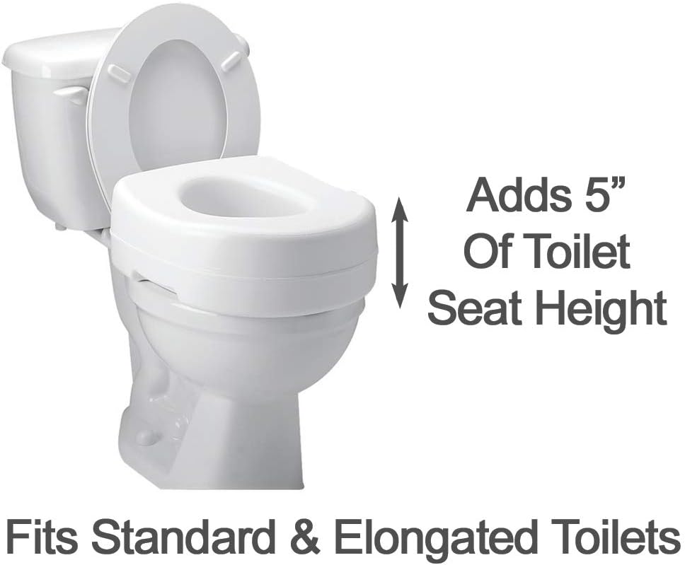 Carex Toilet Seat Riser - Adds 5 Inch of Height to Toilet - Raised Toilet Seat With 300 Pound Weight Capacity - Slip-Resistant: Health & Personal Care
