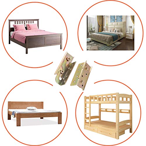 Socell 4 Sets Bed Rail Brackets Heavy Duty NoMortise Bed Rail Fittings