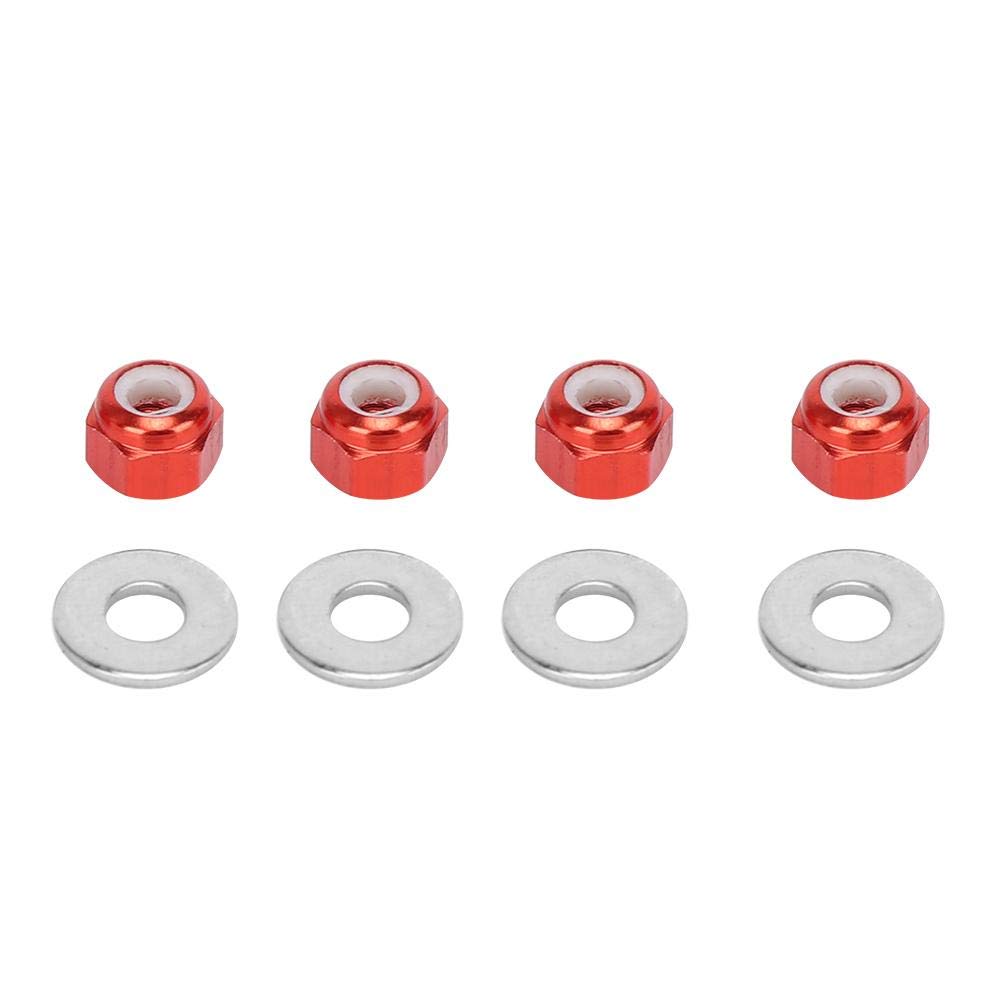 4 pcs Wheel Nut with ?4pcs Gasket,Wheel Hex Lock Nut Fit for 1/14 144001 RC Car Upgrade Accessory(Red),Model car accessories