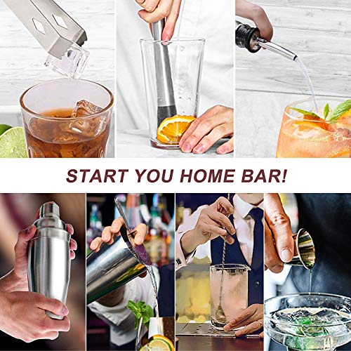 Cocktail Set, Edelstahl Cocktail Shaker Bar Set, 12 Stück Cocktailmixer Set mit Holzständer, Messbecher und Bar Löffel, 750ml Shaker Cocktail Set für Zuhause oder die Bar – Bild 5