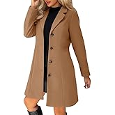 HrreBro Womens Wool Pea Coats Long Trench Coat Fall Winter Blazer Jacket Trendy Cardigan Outwear