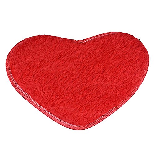 Hmlai New Arrival Anti-Skid Fluffy Shaggy Modern Shag Area Rugs Home Bedroom Bathroom Floor Door Mat,40 x 28cm,9 Colors (Red)