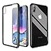iPhone X Clear Case, CAFELE Transparent Tempered Glass Back Cover and Soft Silicone Bumper TPU Frame [Anti-Scratch] [Non Slip] Thin Slim Support Wireless Charging for Apple iPhone X/10, Black