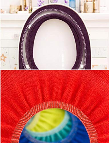 Fiaya Bathroom Stretchable Washable Comfy Soft Warmer Toilet Seat Mat Cover Pads Cushion (Random, 5PCS)