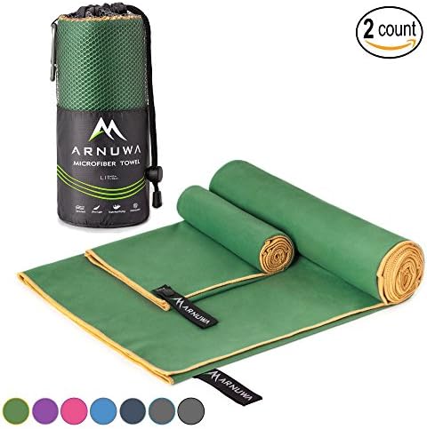 Microfiber Sport Travel Towel Quick Dry Ultra Absorbent Compact Antibacterial, Green XL