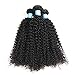 BLY 7A Mongolian Afro Kinky Curly Human Hair 3 Bundles Unprocessed Hair Weave Weft Big Hair for African American Women Natural Color (12/14/16 Inch, Kinky Curly Black)