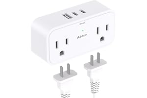 ADDTAM Surge Protector Outlet Extender, Multi Plug Outlet Splitter with 4 Electrical Outlets 3 USB Ports（2 USB C 3 Sided Wall Plug Adapter for Home Office Travel Dorm Room Essentials