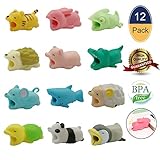 Cable Bite Cable Buddies Chewers Cable Chomper Cute Animal Bite Cable Bite Protector for iOS Charging Cable Buddies Saver Cable Biters Cable Bite Compatible with Lightning Cable (Cable bite 12 Pack)