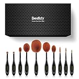 Bestidy Professional Makeup Brushes 10 Piece Soft Oval Toothbrush Design Makeup Brush Tool and with Gift Box Set
