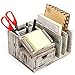 MyGift Rustic Torched Wood Desktop Organizer with Drawer, Mail Sorter, Sticky Note Pad Holder, Wooden Desk Storage Caddy for Office/Home