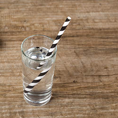 200 Pack Black and White Striped Paper Straws for Halloween Party Supplies for Kids Adult Accessories Biodegradable Vintage Drinking Birthdays Parties Celebrations - Thumbnail 5