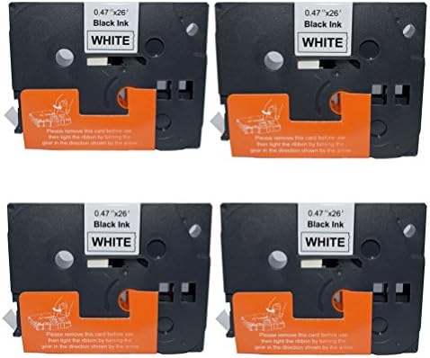 Ouguan Ink Compatible Brother TZe-231 TZe231 TZ231 TZ-231 Label Tape for Brother P-Touch Label Makers & Printers, Black on White, 12mm Wide x 8m Length 4Pack