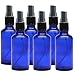 Kaith 2 Oz Glass Spray Bottle with Recipes Guide.Set of 6 Cobalt Blue Fine Mist Atomizer. Empty Containers for Misting Aromatherapy, Essential Oils, Cleaning, Room Sprays. (Blue/W Black Cap)