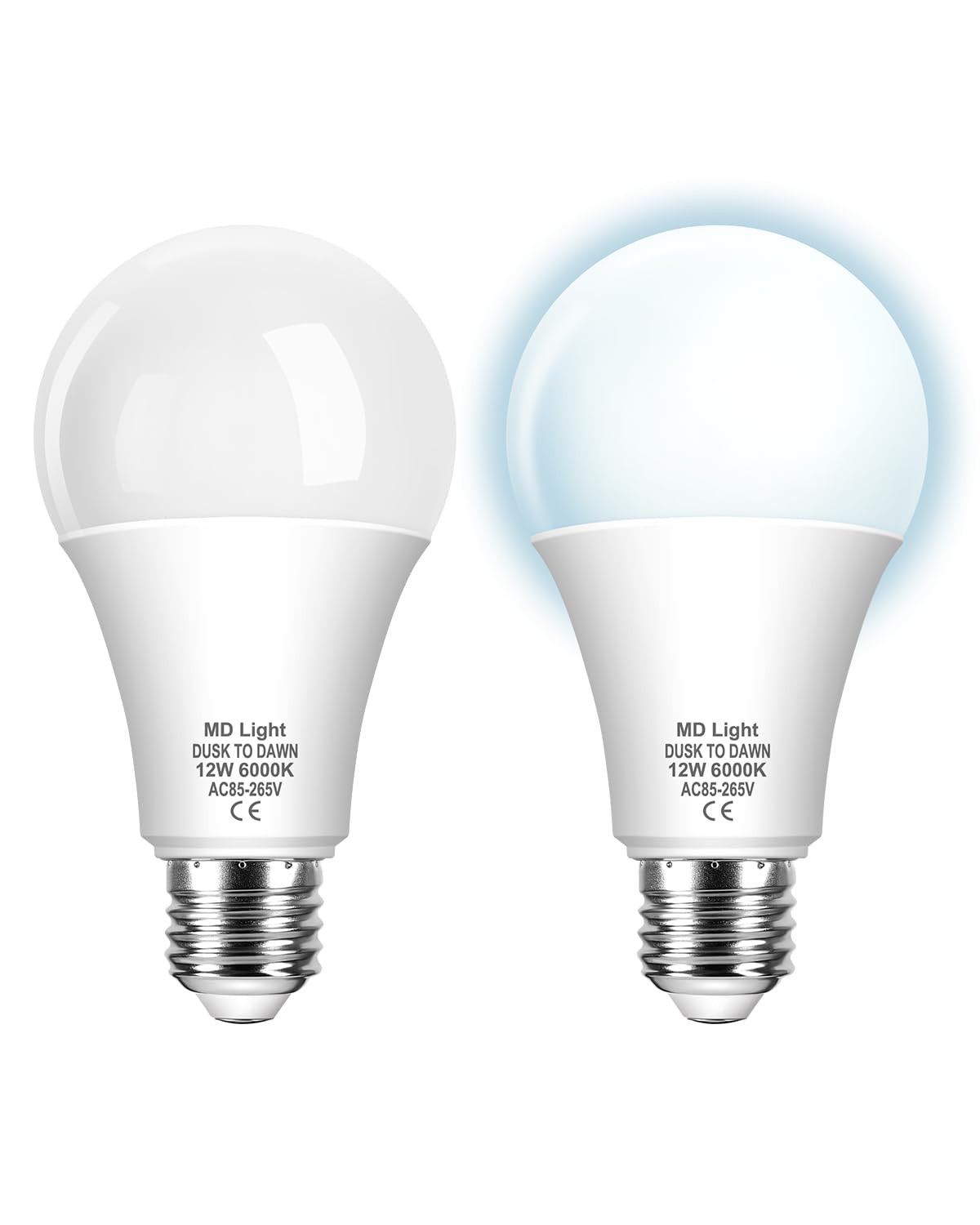 MDLight 12W E27 Dawn Till Dusk Light Bulbs, ES Screw Light Sensor LED Bulbs, Daylight 6000K, Smart Automatic On/Off, Outdoor Indoor Lighting Bulb for Porch, Garden, Yard, Patio, 2 Pack โ image 1