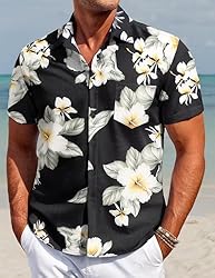 COOFANDY Mens Hawaiian Shirt Short Sleeve Button