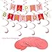 PBPBOX Happy Birthday Party Decorations with Happy Birthday Banner, 30PCS Birthday Balloons, 12PCS Hanging Swirls, 66FT Curling Ribbon, Hand Pump for Girls Birthday Party Decor