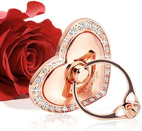Cell Phone Ring Holder,voocase Anti Drop Ring Grip Heart Shaped Universal Phone Ring Stand with Car Mount Base ipad holder for iphone Samsung Tablets,Smartphones (5 Pcs/lot Rose Gold)