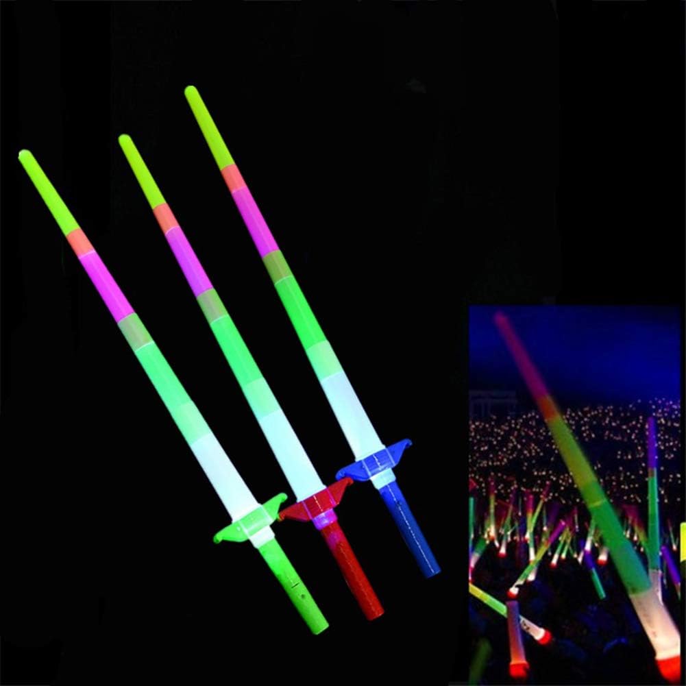 yibenwanligod Retractable LED Light Flashing Glow Sticks Wands Toys Party Wedding Decoration - Random Color