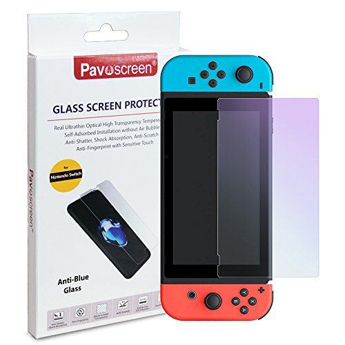 Pavoscreen for Nintendo Switch Screen Protector Anti Blue Light Glass, Blocking UV Light ,Reduce Eyes Fatigue and Eyes Strain Screen Filter for Nintendo Switch 2017
