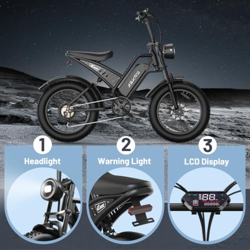 Electric Bike for Adults, 20 Inch Fat Tire Ebike with 1500W Peak Motor, 48V 15AH Removable Battery, 40-60 Miles PAS Range, Dirt E Bike for Mountain, Sand, Road, Beach, Snow and Daily Commuting
