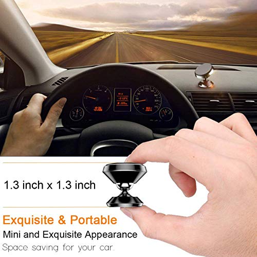 Car Phone Mount, Magnetic Phone Car Mount Universal 360° Rotation,for iPhone Xs Max XR X 8 7 Se 6S 6+ 5S 4 Samsung Galaxy S10 S9 S8 S7 S6 S5 S4 LG Nexus Nokia and More, with 3 in 1 USB Charging Cable - Thumbnail 2