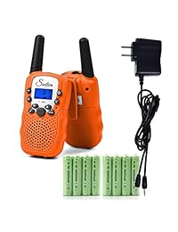 swiftion T-388 Niños Walkie-talkie 22 Canales 0.5 W FRS/GMRS radios de 2 Vías con cargador y pilas recargables, Anaranjado