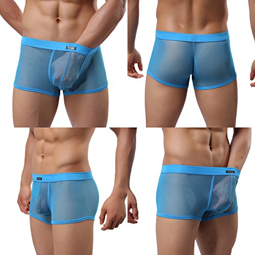 Evankin Men's Sexy Boxer Briefs Gay Mesh Breathable Cool Underwear 4 Pack(36Hei,XXL) - Thumbnail 5