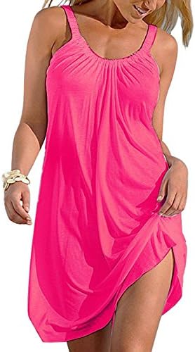 Sierry Women Summer Beach Casual Relaxed Sleeveless Dress Mini Loose Skirt Sundress Beach Wear