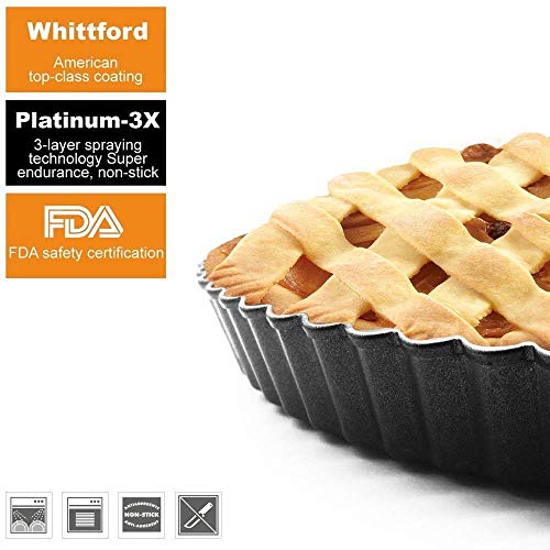 Removable Loose Bottom Quiche Pan, Non-stick Tart Pie Pan, Round Bakeware 8.5-Inches