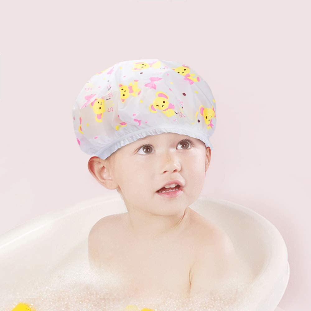6 PCS Shower Caps, Reusable Elastic Waterproof Bathing Hair Cap with Lace Elastic Band for Women Beauty, Hair Spa, Home Hotel Travel Use : Beauty