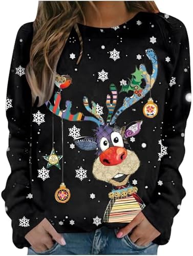 Ladies Xmas Jumpers Christmas Jumpers for Women UK Funny Ugly Light Up Xmas Jumper Ladies Hoodie Sweater Dress Tops Cardigans Long Sleeve Hooded Pullover for Holiday Party Gift