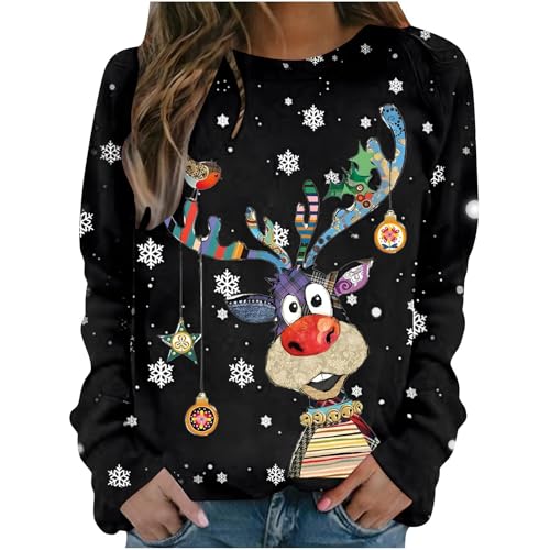 Ladies Xmas Jumpers Christmas Jumpers for Women UK Funny Ugly Light Up Xmas Jumper Ladies Hoodie Sweater Dress Tops Cardigans Long Sleeve Hooded Pullover for Holiday Party Gift