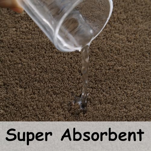 HANDYTOOLINC BATHROOM RUGS MAT 24″X59″NON SLIP THICK BATH MAT SOFT SHAGGY BATH RUG ABSORBENT BATHROOM CARPET PLUSH RUNNER RUG MACHINE WASHABLE BATH MATS FOR BATHROOM SHOWER, BATHTUB (CAMEL,24″X59″)