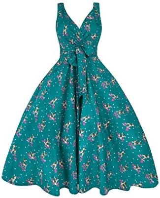 New Ladies 1950s Retro Vintage Bambi Deer Swing Party Dress Size 10