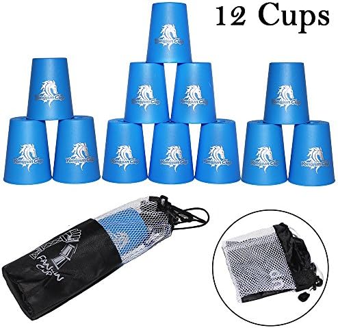 Quick Stack Cups - Speed Training Sports Set of 12 with Quick Release Stem by Armix (blue)