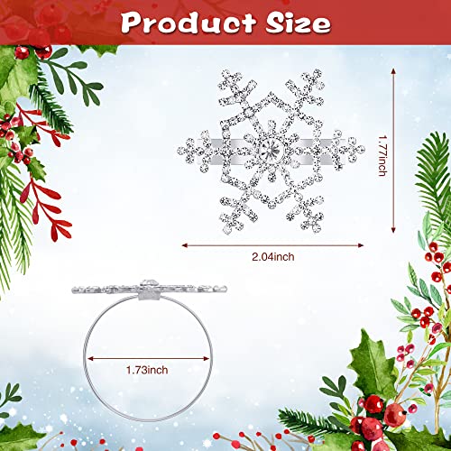 Set of 4 Napkin Ring Snowflake Beaded Diamante Rhinestone Crystal Napkin Holder Table Setting Christmas Holiday Thanksgiving Wedding Décor (style1 Silver Set of 4)