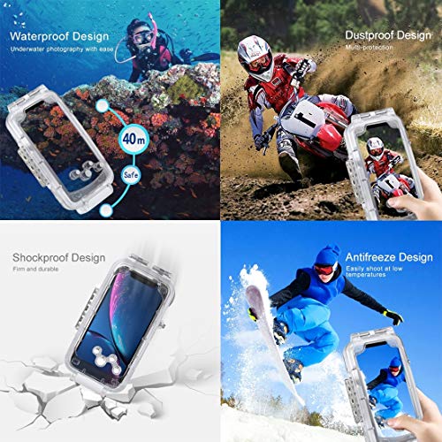 HAWELL iPhoneXS MAX Diving Case, Professional [40m/130ft] Surfing Swimming Snorkeling Photo Video Waterproof Protective Case Underwater Housing for iPhone with Lanyard (iPhone Xs MAX White) - Thumbnail 7