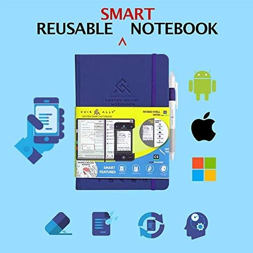 Dexter Smart Erasable & Reusable Notebook | Premium Hard Bound, Professional Daily Journal for To-Do List, Goals & Time Management, CamScanner iOS, Android, Windows app compatible