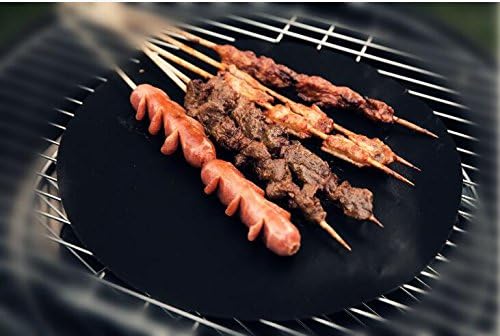 100% NON-STICK BBQ GRILL MAT Round-FDA PROVED TOP BBQ GRILLING MAT with HEAT RESISTANCE-PFOA Free Heavy Duty BBQ mate- 15 INCH (SET OF 3)